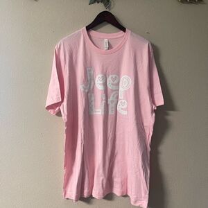 Bella Canvas - light pink / white glitter JEEP LIFE tee